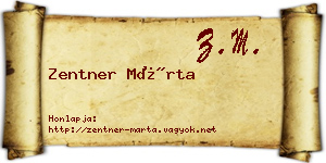 Zentner Márta névjegykártya